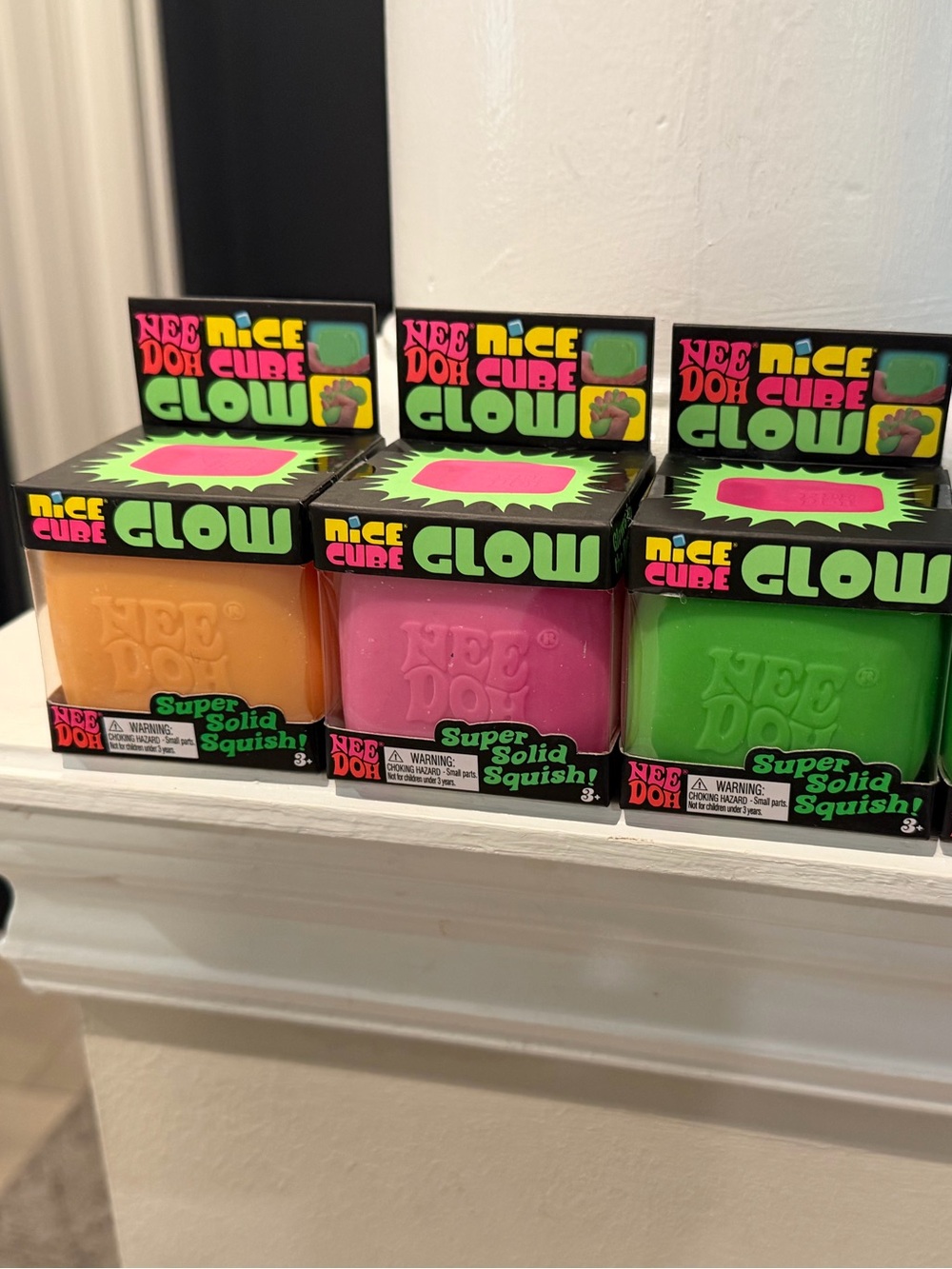 NeeDoh Glow Super Solid Squish Cube - Pink, Orange, Green (price is per piece)